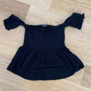 Black Ruched Babydoll Top